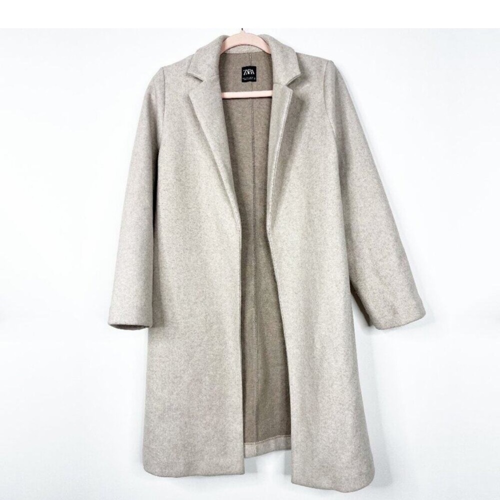 Zara Open Jacket Oat Light Tan Size S